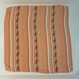 Vintage Holt Renfrew 100% Silk Scarf Made in Italy - 26" Peach Floral Square